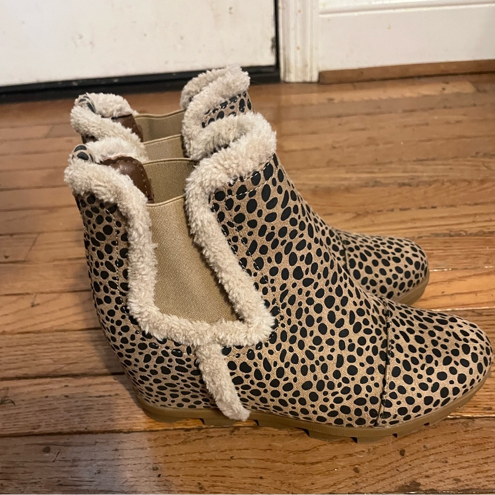 Sugar Tan and Black Polka Dot Ankle Boots